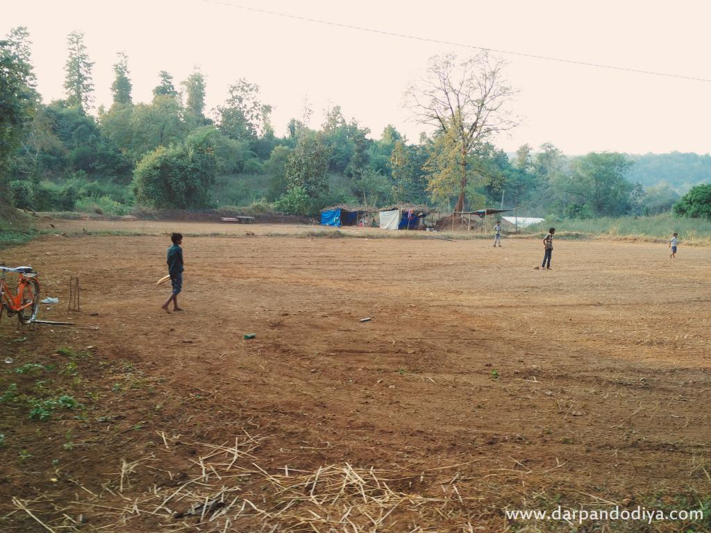 Kids Playing Cricket - Kilad Campsite Vansda, Nature Education Eco Center Near Saputara, Gujarat