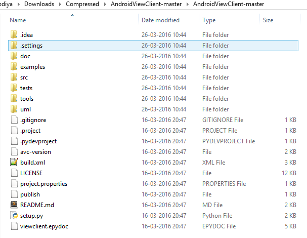 6 - AndroidViewClient folder after extraction - AndroidViewClient Tutorial